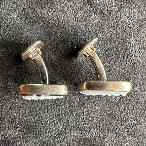 David Yurman Waves Cufflinks w/ Carved White Agate - RARE - Picture 8 of 14